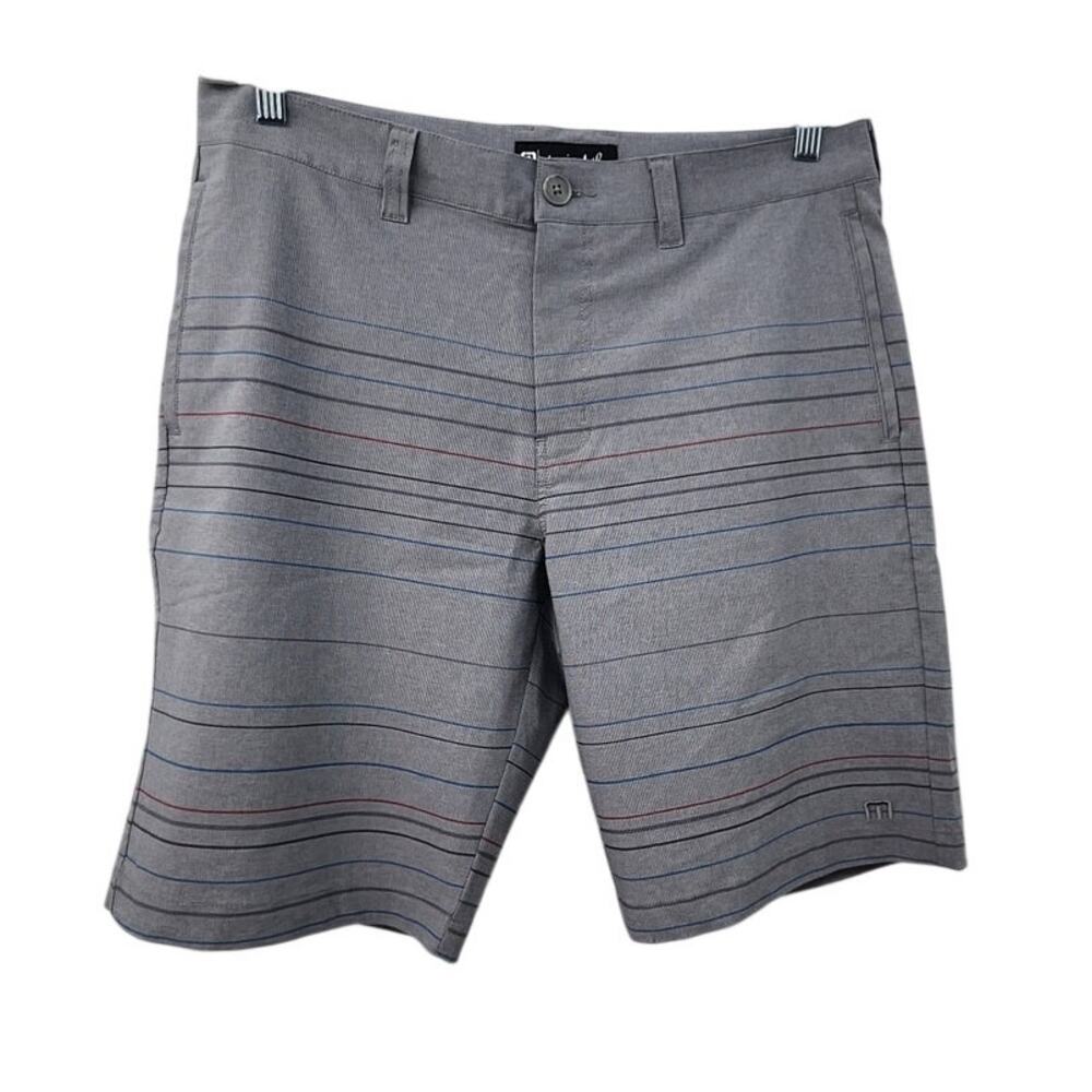 New NWOT Travis Mathew Golf Shorts Grey Casual Size 34 Stripes
